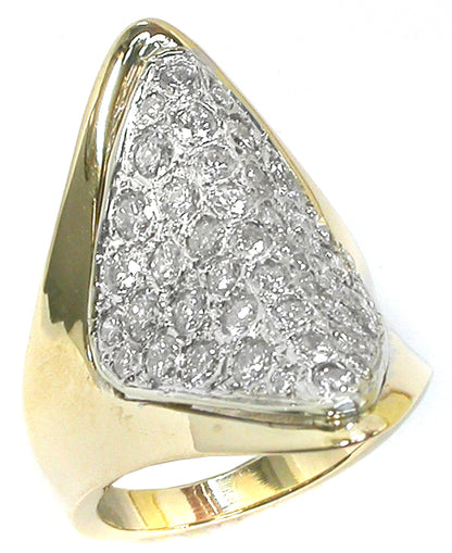 1970s 2.30ct  Diamond 14k Yellow and White  Gold Ring