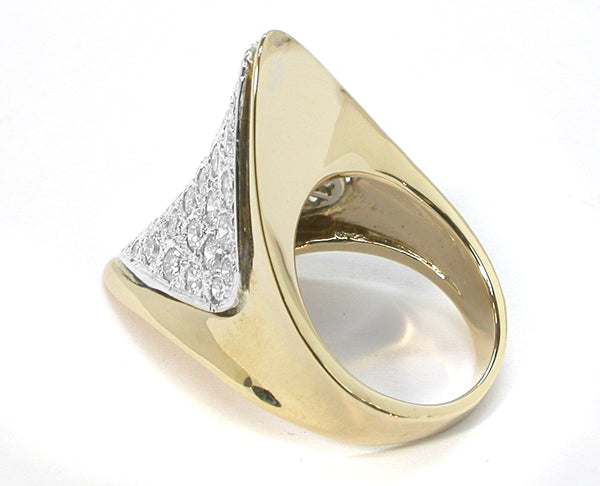 1970s 2.30ct  Diamond 14k Yellow and White  Gold Ring