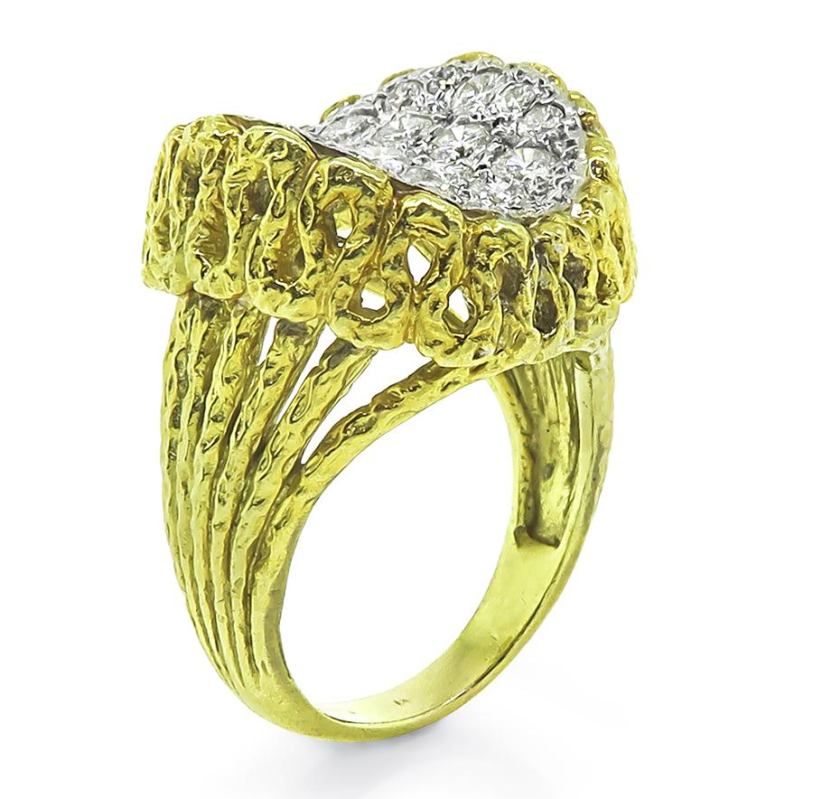 1970s 2.00ct Diamond 18k Yellow and White Gold Ring