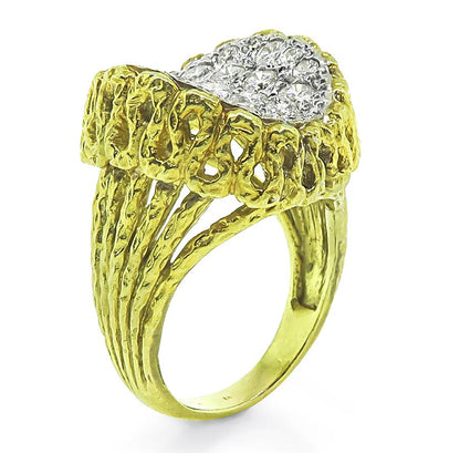 1970s 2.00ct Diamond 18k Yellow and White Gold Ring