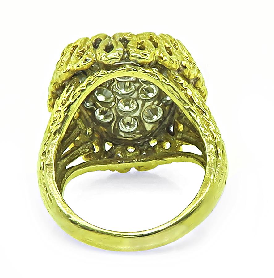 1970s 2.00ct Diamond 18k Yellow and White Gold Ring