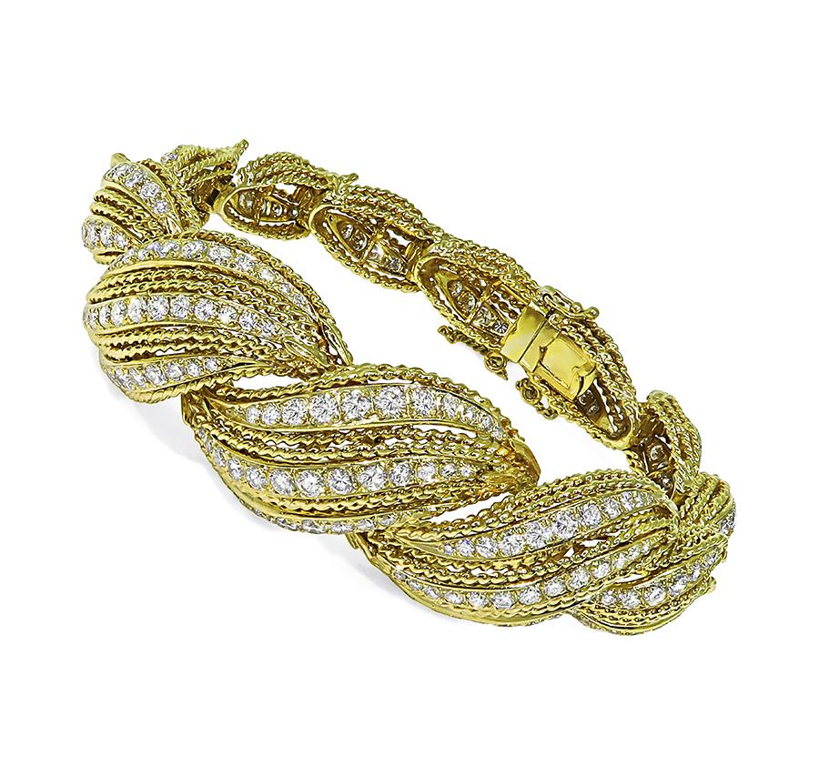 Vintage 10.00ct Diamond 18k Yellow Gold Bracelet