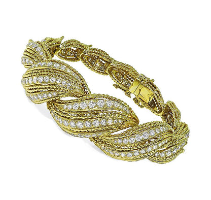 Vintage 10.00ct Diamond 18k Yellow Gold Bracelet