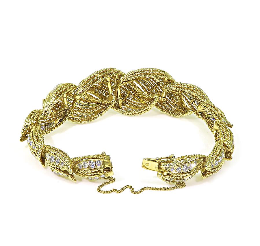Vintage 10.00ct Diamond 18k Yellow Gold Bracelet