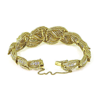 Vintage 10.00ct Diamond 18k Yellow Gold Bracelet