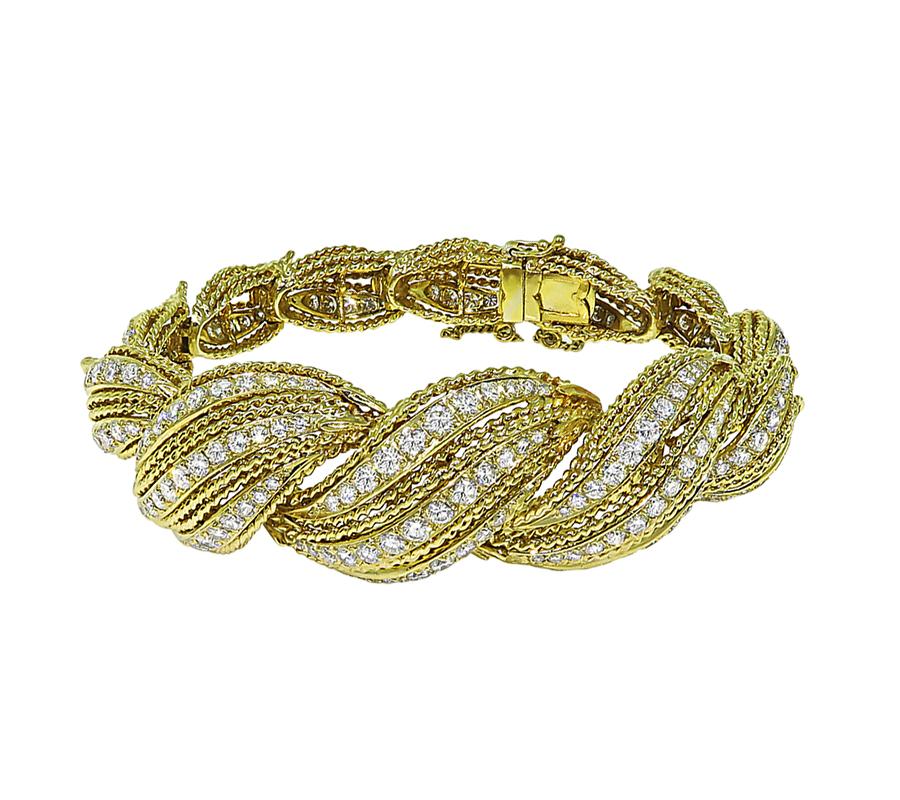 Vintage 10.00ct Diamond 18k Yellow Gold Bracelet