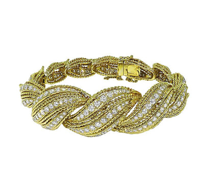 Vintage 10.00ct Diamond 18k Yellow Gold Bracelet