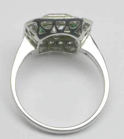 1ct Asscher Cut Art Deco Style Platinum Diamond Emerald Ring