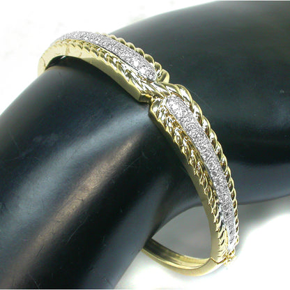 1ct  Diamond 14k Yellow and White Gold Bangle