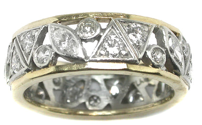 1ct Diamond  Platinum 18k Gold Wedding Band