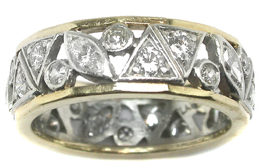 1ct Diamond  Platinum 18k Gold Wedding Band