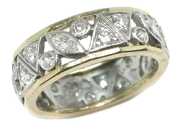 1ct Diamond  Platinum 18k Gold Wedding Band