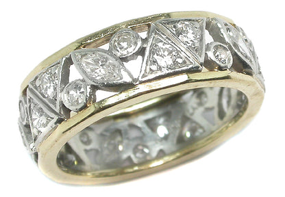 1ct Diamond  Platinum 18k Gold Wedding Band