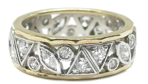 1ct Diamond  Platinum 18k Gold Wedding Band