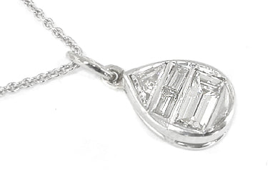 1ct   Diamond Platinum Pendant and 14k White Gold  Chain Necklace