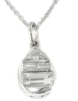 1ct   Diamond Platinum Pendant and 14k White Gold  Chain Necklace