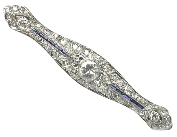 1ct Diamond Sapphire  Platinum  Pin