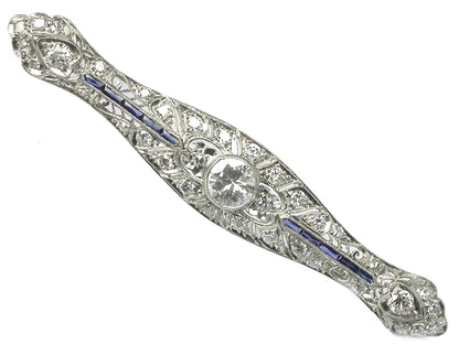 1ct Diamond Sapphire  Platinum  Pin