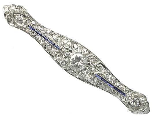 1ct Diamond Sapphire  Platinum  Pin