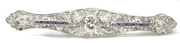 1ct Diamond Sapphire  Platinum  Pin