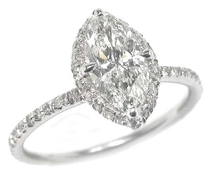 1ct Marquise Cut Diamond 18k White Gold Engagement Ring