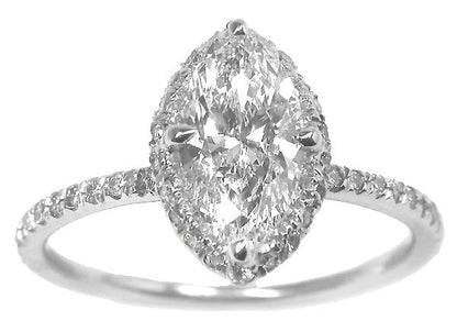 1ct Marquise Cut Diamond 18k White Gold Engagement Ring