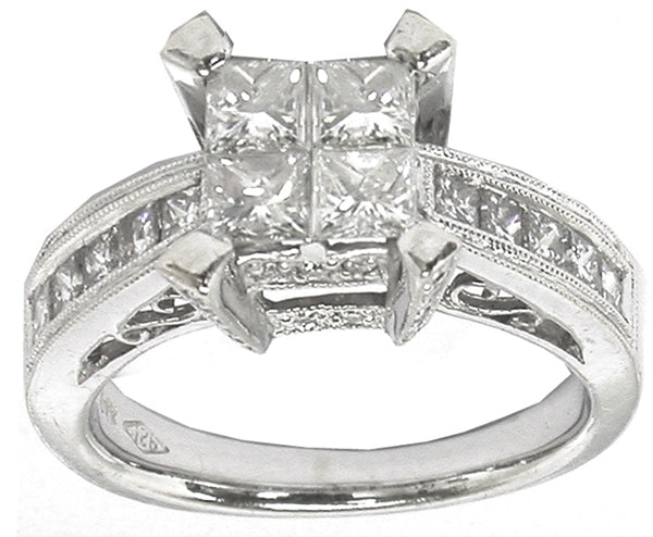 1ct Princess Cut  Diamond 14k White Gold Ring