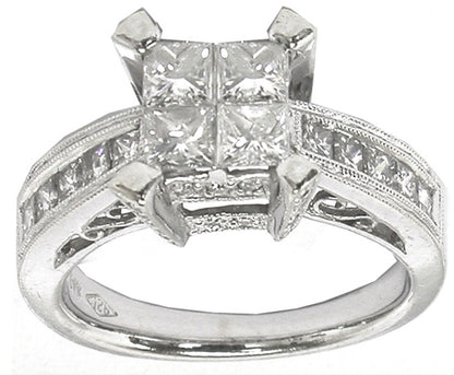 1ct Princess Cut  Diamond 14k White Gold Ring