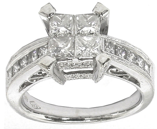 1ct Princess Cut  Diamond 14k White Gold Ring