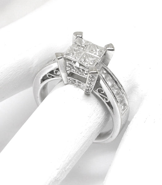 1ct Princess Cut  Diamond 14k White Gold Ring