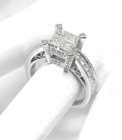 1ct Princess Cut  Diamond 14k White Gold Ring