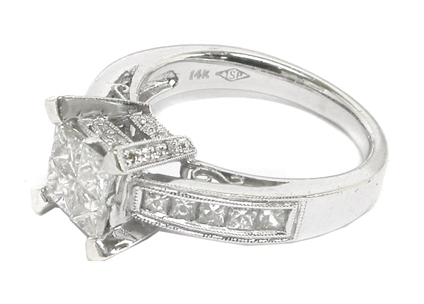 1ct Princess Cut  Diamond 14k White Gold Ring