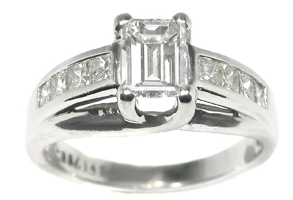 1ct Special Emerald Cut Diamond Platinum Engagement Ring