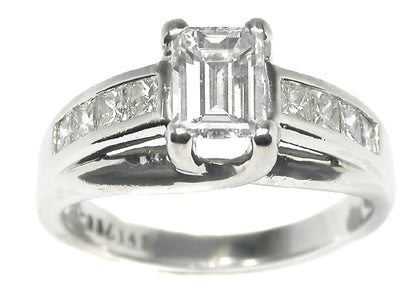 1ct Special Emerald Cut Diamond Platinum Engagement Ring
