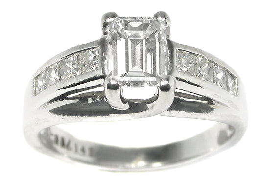 1ct Special Emerald Cut Diamond Platinum Engagement Ring