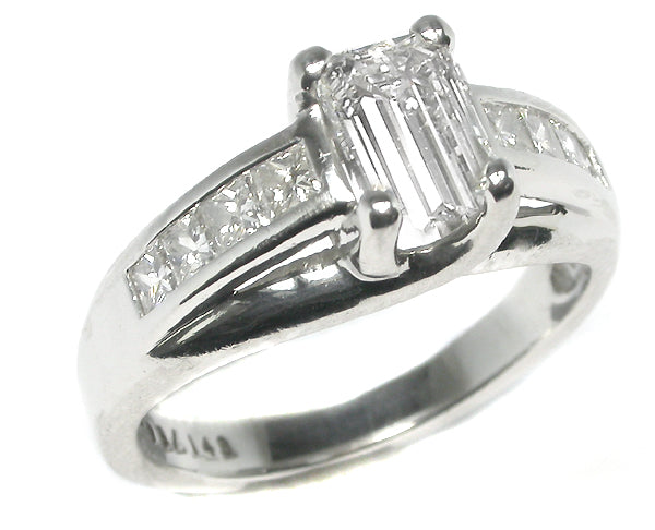 1ct Special Emerald Cut Diamond Platinum Engagement Ring