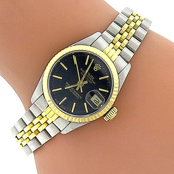 2 Tone Gold Stainless Rolex Oyster Perpetual Date Just  Women's Watch