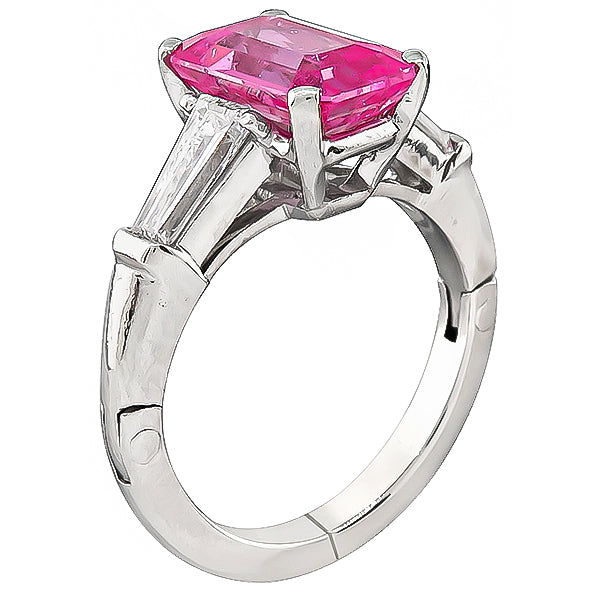 2.67ct Pink Sapphire Estate Engagement Ring