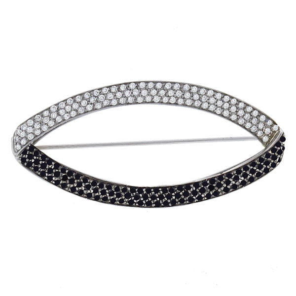 2.00ct Black & 2.00ct White Diamond Gold Pin