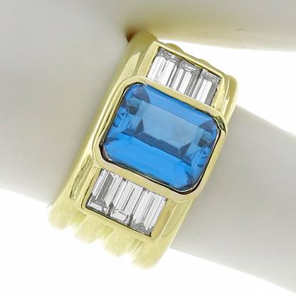 2.00ct Blue Topaz Diamond Godl Ring