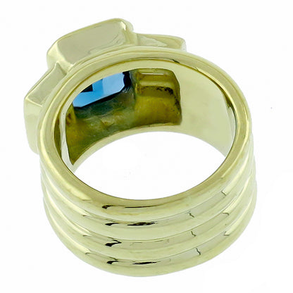 2.00ct Blue Topaz Diamond Godl Ring