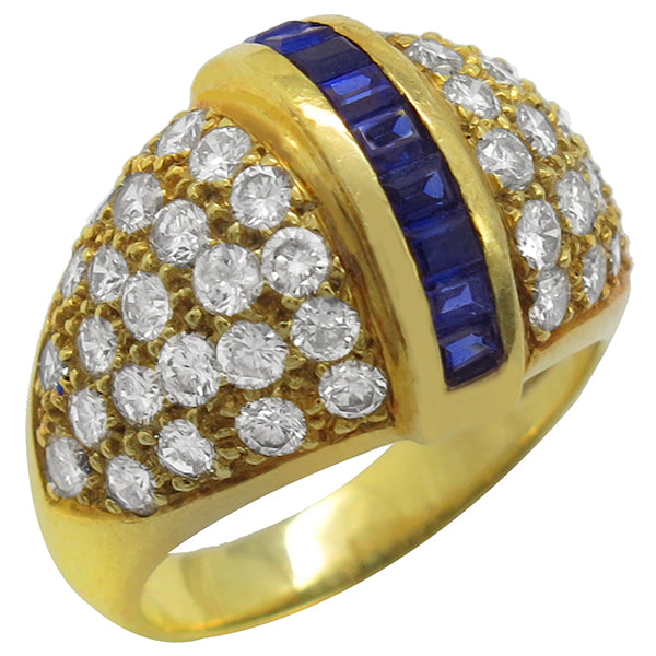 2.00ct Diamond 0.40ct Sapphire Gold Ring