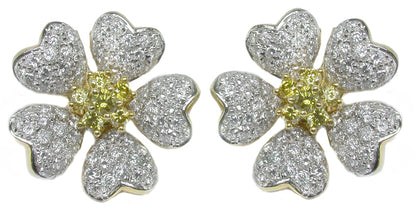 2.00ct Diamond 0.50ct Fancy Yellow Diamond earrings