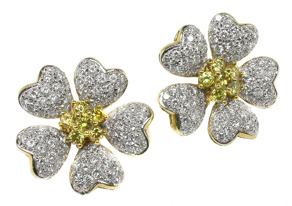2.00ct Diamond 0.50ct Fancy Yellow Diamond earrings