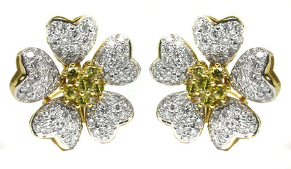 2.00ct Diamond 0.50ct Fancy Yellow Diamond earrings