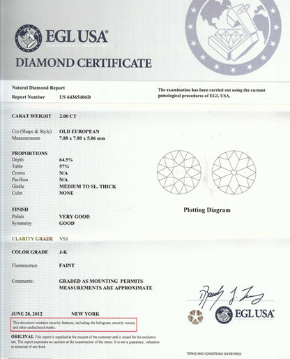 2.00ct Diamond Platinum Engagement Ring