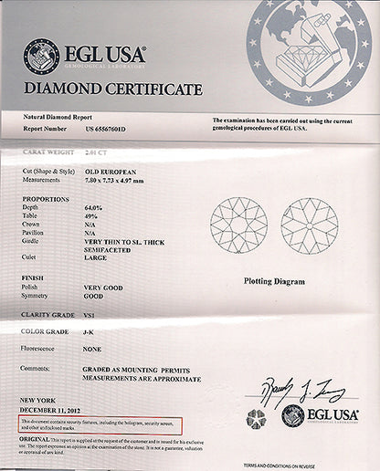 2.01ct Diamond Platinum Engagement Ring