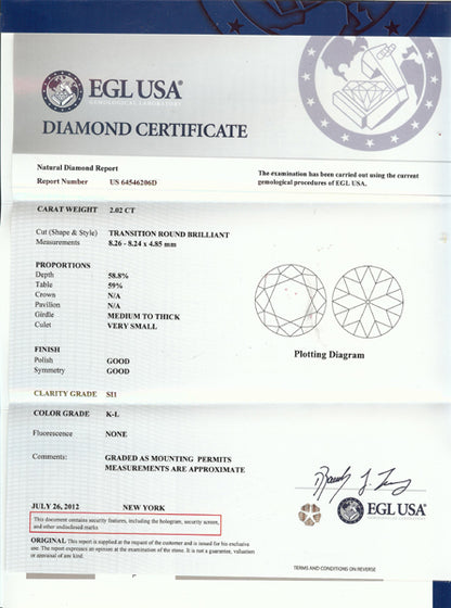 2.02ct Round  Diamond Gold Ring