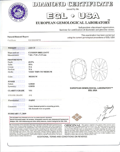 2.03ct Edwardian Platinum Diamond Engagement Ring
