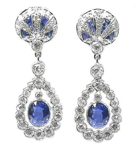 2.08ct Sapphire and Diamond 18k White Gold  Earrings